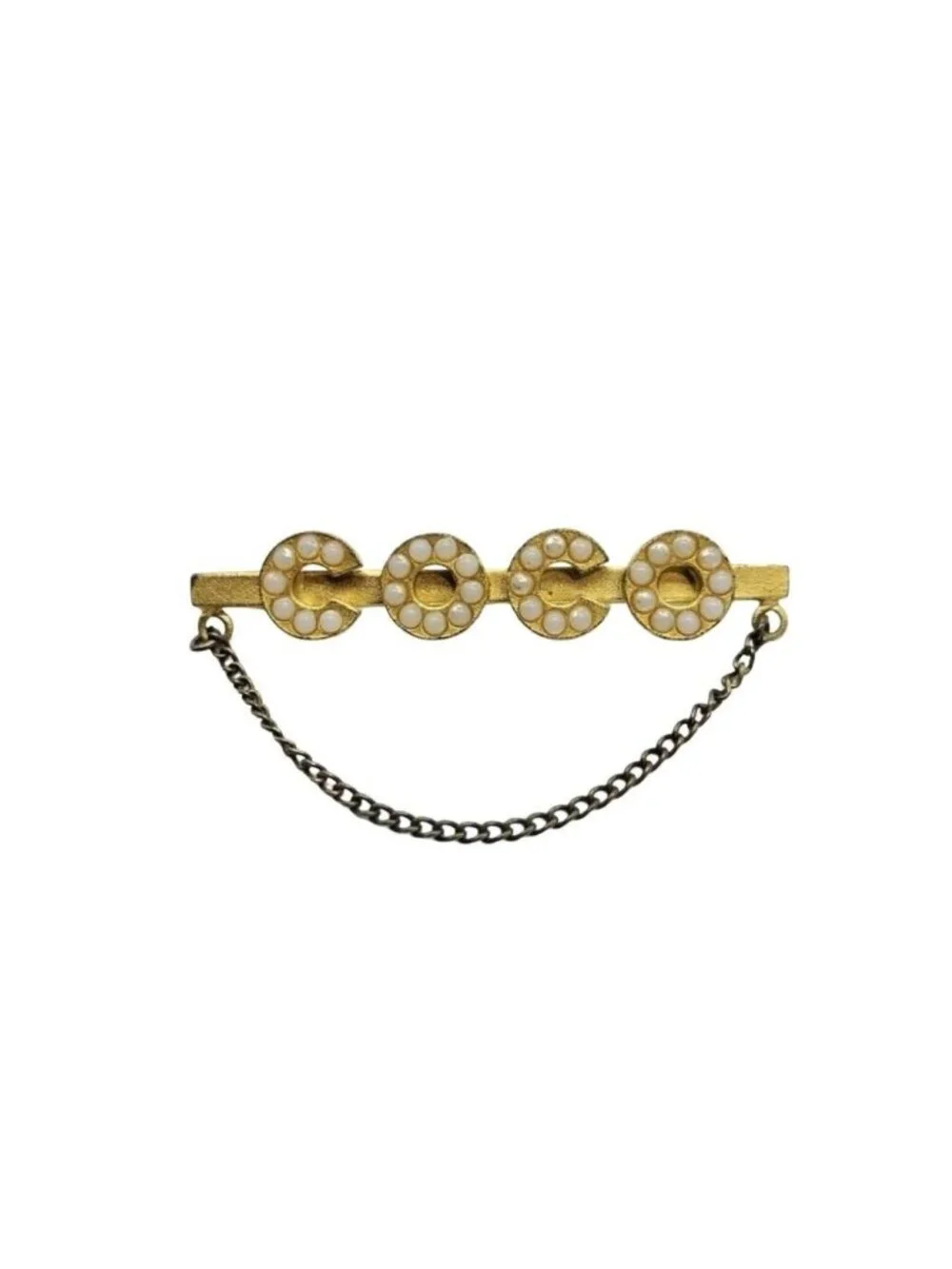 Chanel Brooch Coco Pearl Gold Metal